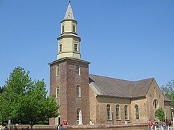 Bruton Parish Church in Colonial Williamsburg, established in 1674. The current building was completed in 1715.