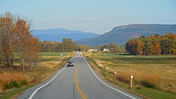 Vermont Route 17 in Addison with Snake Mountain at right