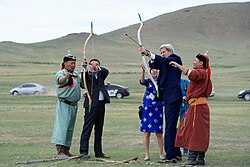 Mongolian President Tsakhiagiin Elbegdorj with US Secretary of State John Kerry, June 2016