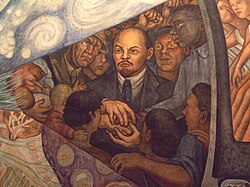 Detail of Man, Controller of the Universe, a fresco by Diego Rivera in the Palacio de Bellas Artes in Mexico City, depicting Lenin