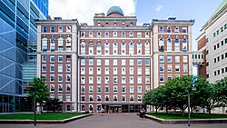 Pupin Hall, the physics building, showing the rooftop Rutherfurd Observatory