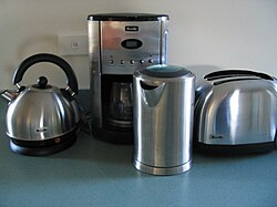 Small electrical appliances in a kitchen