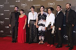Cast of A Fantastic Woman on the red carpet at the Teatro de la Ciudad (City Theatre). It was selected as the Chilean entry for the Best Foreign Language Film where it won in the 90th Academy Awards.[310]