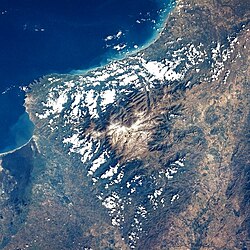 Satellite view of the Sierra Nevada de Santa Marta.
