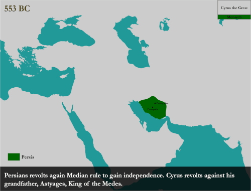 Persian Empire timeline including important events and territorial evolution – 550–323 BC