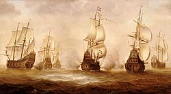 A Dutch squadron engaging the Dunkirkers off Nieuwpoort in 1640