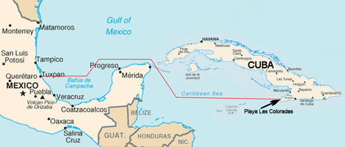 Journey of the yacht "Granma", from Mexico to Cuba
