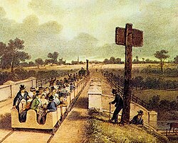 Inaugural journey of the Liverpool and Manchester Railway in 1830
