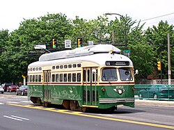 A SEPTA route 15 PCC trolley in Philadelphia around 2006