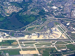 An aerial view of the airport in June 2007