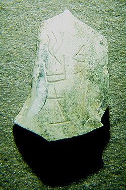 Oracle bone script fragment featuring a character for 'spring' in the top-left, which has no known modern descendant