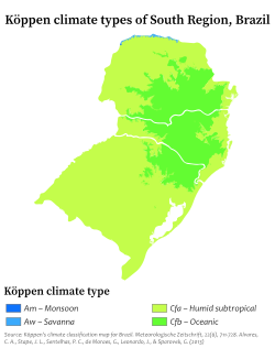 Climate types of Southern Brazil.