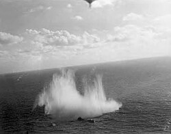 U-507, under attack by a US Navy Consolidated PBY-5A Catalina of Patrol Squadron VP-83 off the northern coast of Brazil in the South Atlantic.