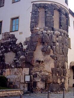 The remains of the East Tower of the Porta Praetoria from Roman times