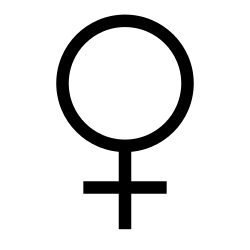 The symbol of the Roman goddess Venus is used to represent the female sex in biology.[1]