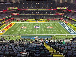 The stadium and field setup for Super Bowl LIX