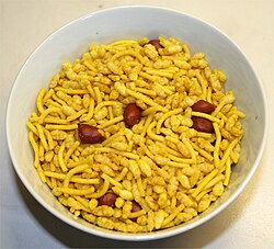 Sev mamra, an Indian snack
