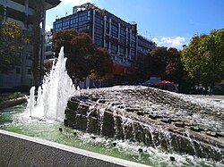 The "floating river" fountain in Central Square of Larissa (Sapka, former Themidos)