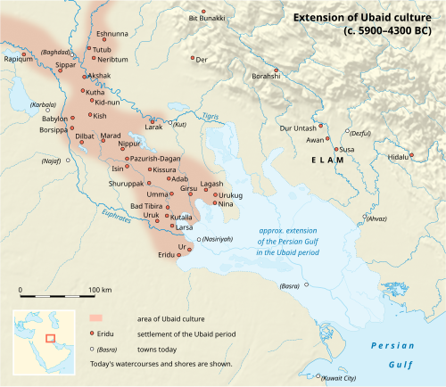 Major Sumerian cities during the Ubaid period