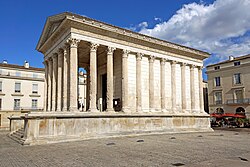 Maison Carrée temple in Nemausus Corinthian columns and portico