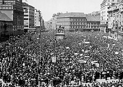 People of Zagreb celebrating liberation on 12 May 1945 by Croatian Partisans