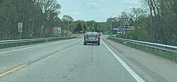The junction of M-46 and M-66 in the community of Six Lakes
