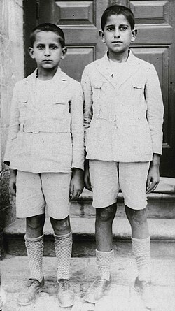 Yitzhak Navon (left) and his brother Victor in Jerusalem, 1929