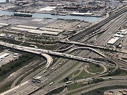 Aerial view of the interchange of Interstate 95 and Interstate 78 in Newark in September 2022