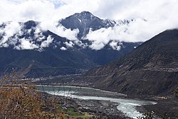 Peach trees blooming along the Yarlung Zangbo River, south-eastern Tibetan Plateau