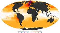 Mid-Pliocene reconstructed annual sea surface temperature anomaly