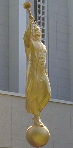 Temple statue of the Angel Moroni, Bern, Switzerland