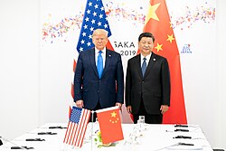 U.S. President Donald Trump and Chinese leader Xi Jinping at the G20 summit in Osaka, June 2019