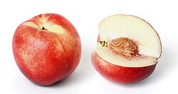 White nectarines, whole and cut open