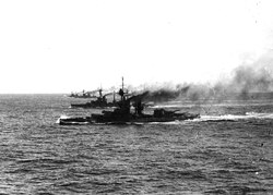 The 4th Battle Squadron in 1915; the closest vessel is either Benbow or Emperor of India