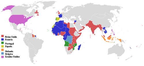 France and its colonial empire (shown in blue)