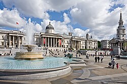 Trafalgar Square, a public meeting place in central London