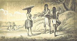 1851 drawing of Mohavi men and women made by Lorenzo Sitgreaves' topographical mission across Arizona in 1851.