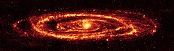 The Andromeda Galaxy imaged by MIPS at 24 micrometers.