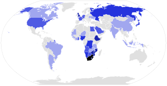 Map showing a summary of the countries Ramaphosa made official trips as president