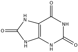 Chemical structure of uric acid.