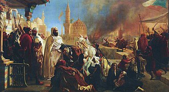 Abd al-Qadir al-Jaza'iri rescuing Christians from death during the July 1860 anti-Christian riots in Damascus, by Jan-Baptist Huysmans.