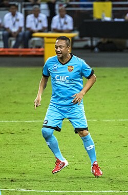 Fandi Ahmad at a charity game in 2017. He is Singapore's top goalscorer, with 55 goals.