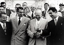 Eisenhower with heavywight champion Rocky Marciano and World Series champion Joe Dimaggio in 1953