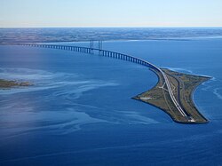 The Öresund Bridge between Malmö and Copenhagen in Denmark