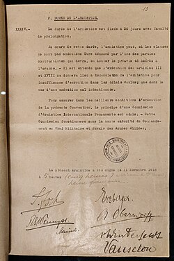 Last page of the Armistice agreement