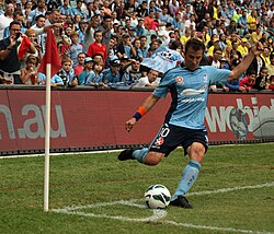 Del Piero taking a corner kick.