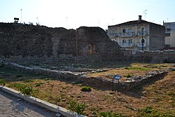 Fortress of Komotini, the remaining foundations of the 19th century Jewish synagogue Beth El demolished in 1994.
