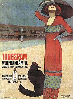 Poster about Tungsram filaments, Hungary, c. 1910