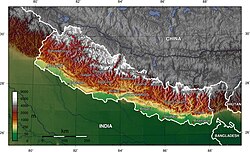 A topographic map of Nepal