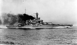 USS California, one of two Tennessee-class battleships, steaming at high speed in 1921